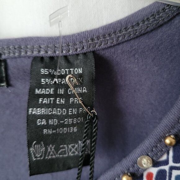 NEW Nikky Collection Large Top Beaded Rhinestones Abstract long slv Cotton NWT - Picture 10 of 11